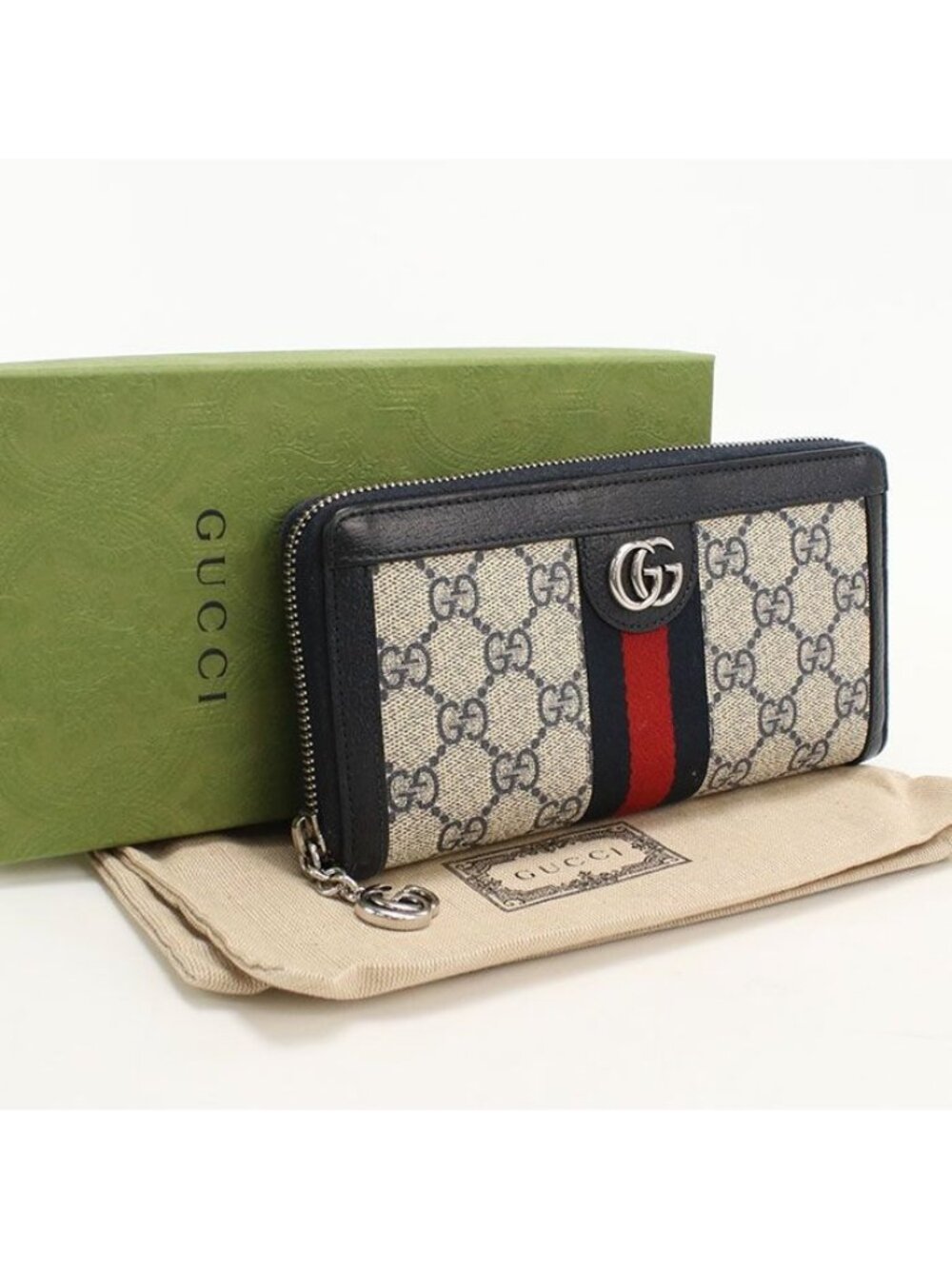 Gucci Zip Around Wallet Ophidia Zip GG Supreme Leather